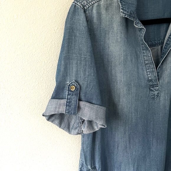 Anthropologie Cloth & Stone Chambray Tencel Denim Shirt Dress - Picture 6 of 9